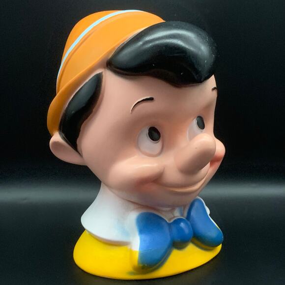 Vintage 1971 Walt Disney Pinocchio Head Bust Piggy Bank Play Pal Plastics Inc. - Picture 8 of 16